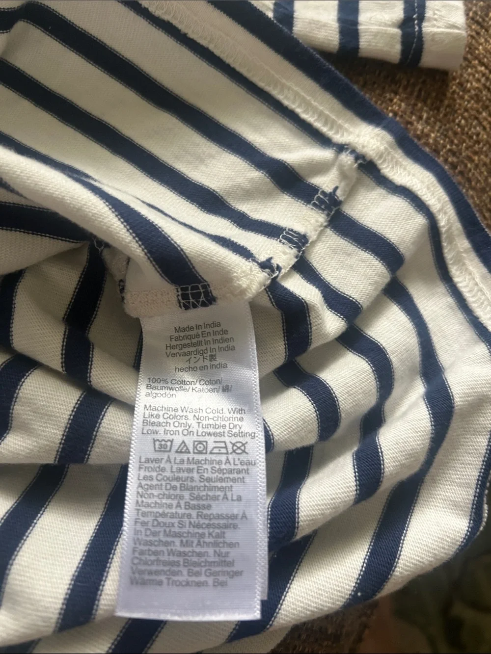 J. Crew Navy & White Striped Long-Sleeve Tee with Navy Heart Elbow Patch